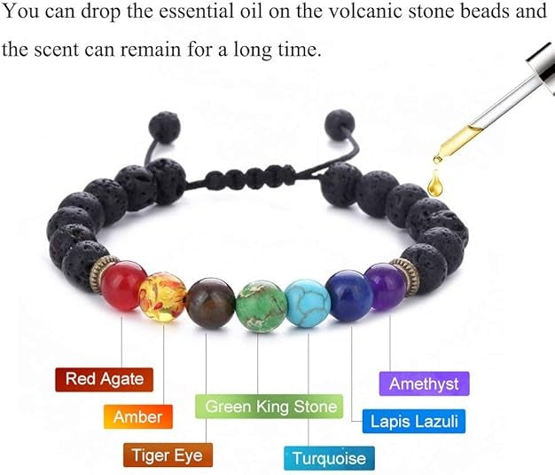 Combo Energético: Pulsera de Roca de Lava 7 Chakras + Pulsera Trébol de Cinco Hojas Negro