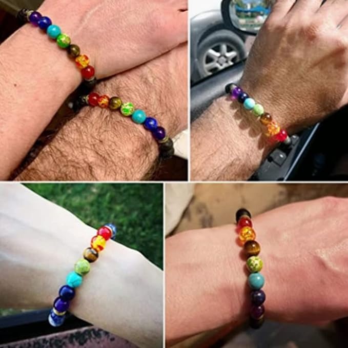 Pulseras de roca de lava 7 chakras